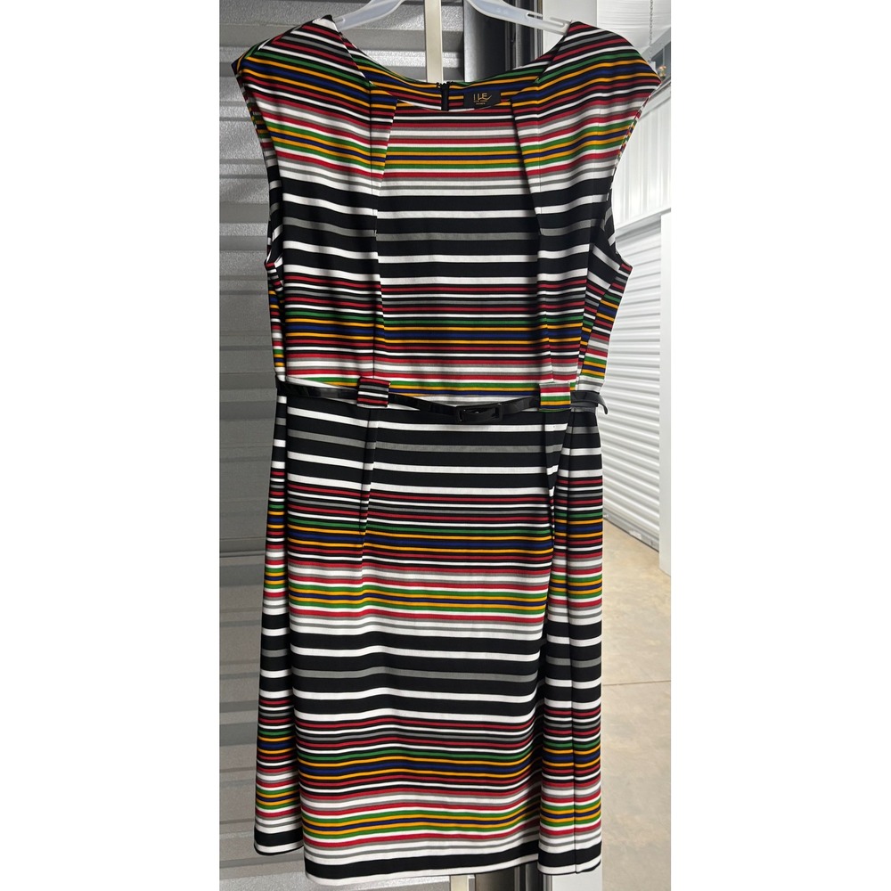 ILE New York Women Multi-Color Striped Belted Sheath Dress Size 18W
